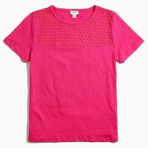 J. Crew Eyelet-yoke Cotton Tee